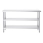 Stainless Steel Food Prep Table, 14 x 60 x 34 Inch Commercial Kitchen Worktable, with 2 Adjustable Undershelf, Heavy Duty Prep Table Metal Work Table for BBQ, Kitchen, Home, and Garage