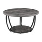 Coffee Table, Modern Round Coffee Table, 2 Tiers Wooden Circle Center Desk with Open Storage, Minimalist Sturdy Metal Frame Accent End Desk for Living Room, Office, Easy Assembly, Grey