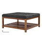 Large Square Ottoman Coffee Table 400 LBS Upholstered Tufted Linen Ottoman
