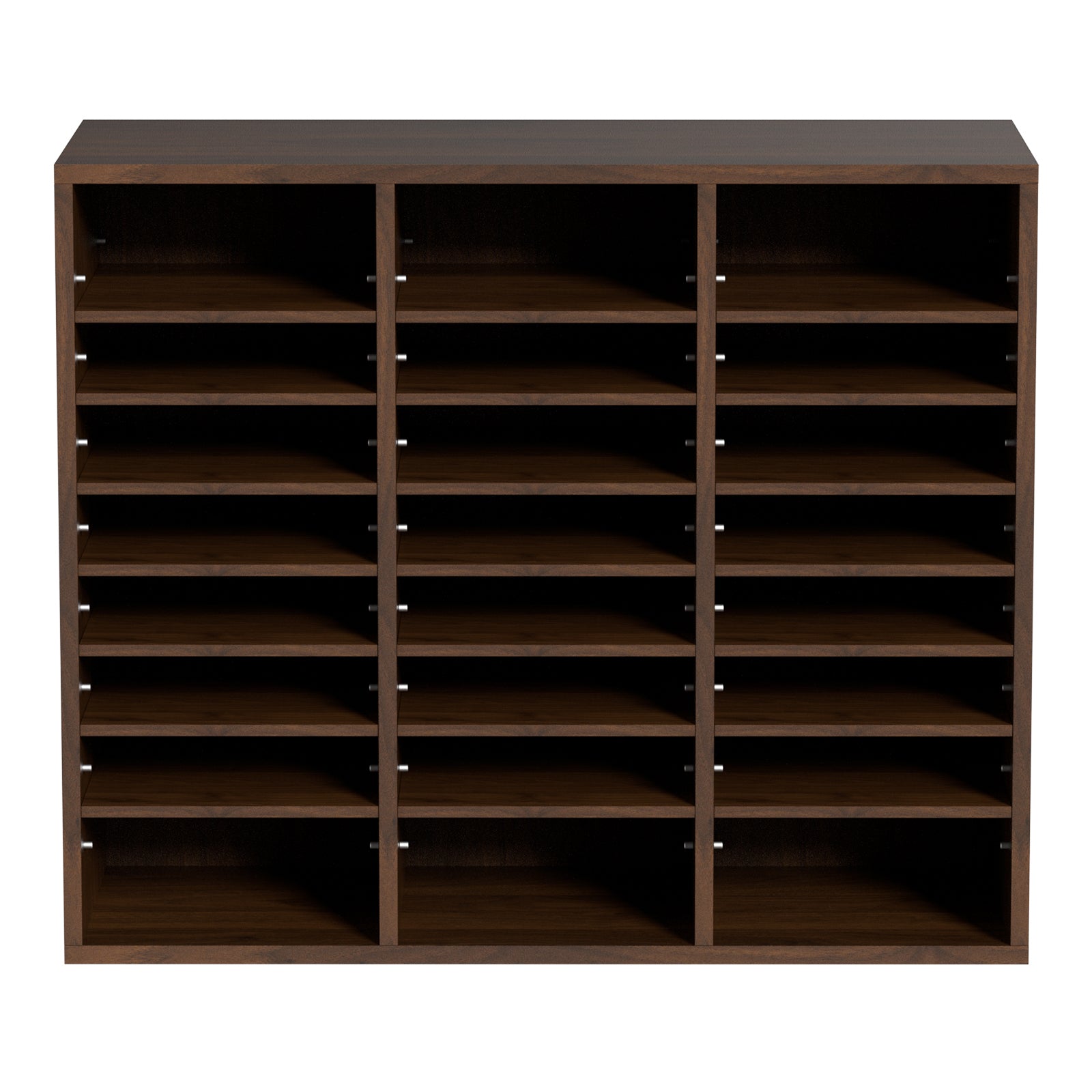 24 Compartment Wood Literature Organizer - Antique Brown for Living Room