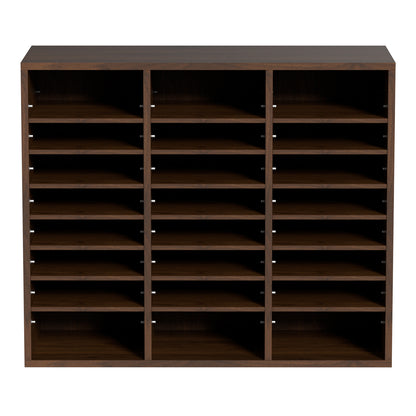 24 Compartment Wood Literature Organizer - Antique Brown for Living Room