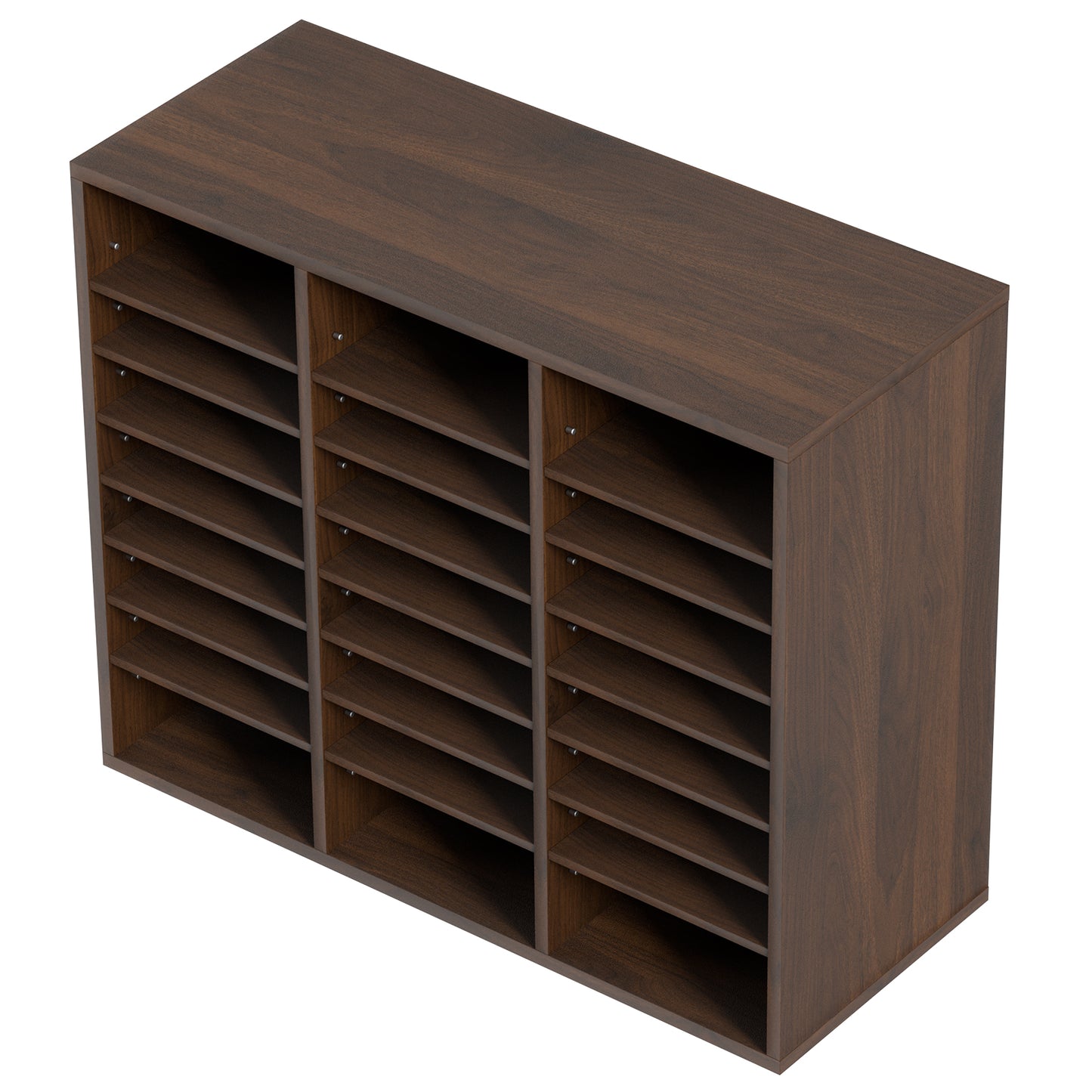 24 Compartment Wood Literature Organizer - Antique Brown for Living Room