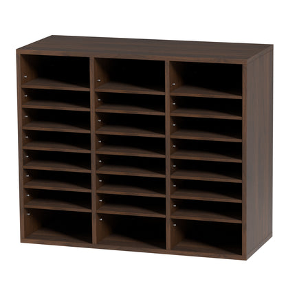 Literature Organizers, 24 Compartments Office Mailbox with Adjustable Shelves, Wood Literature Sorter 29x12x24.4 inches for Office, Home, Classroom, Mailrooms Organization, EPA Certified, Brown
