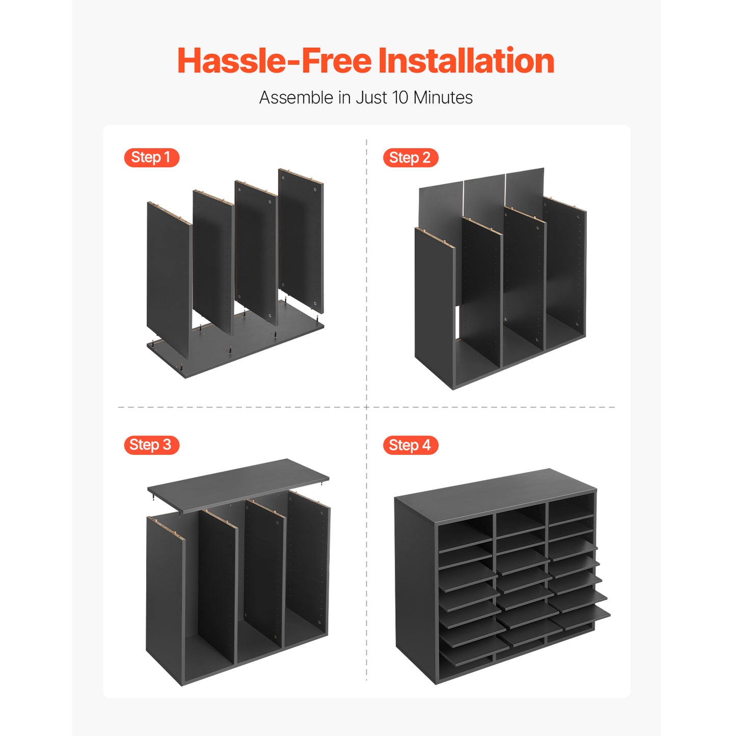24 Compartment Literature Organizer - Gray Particle Board