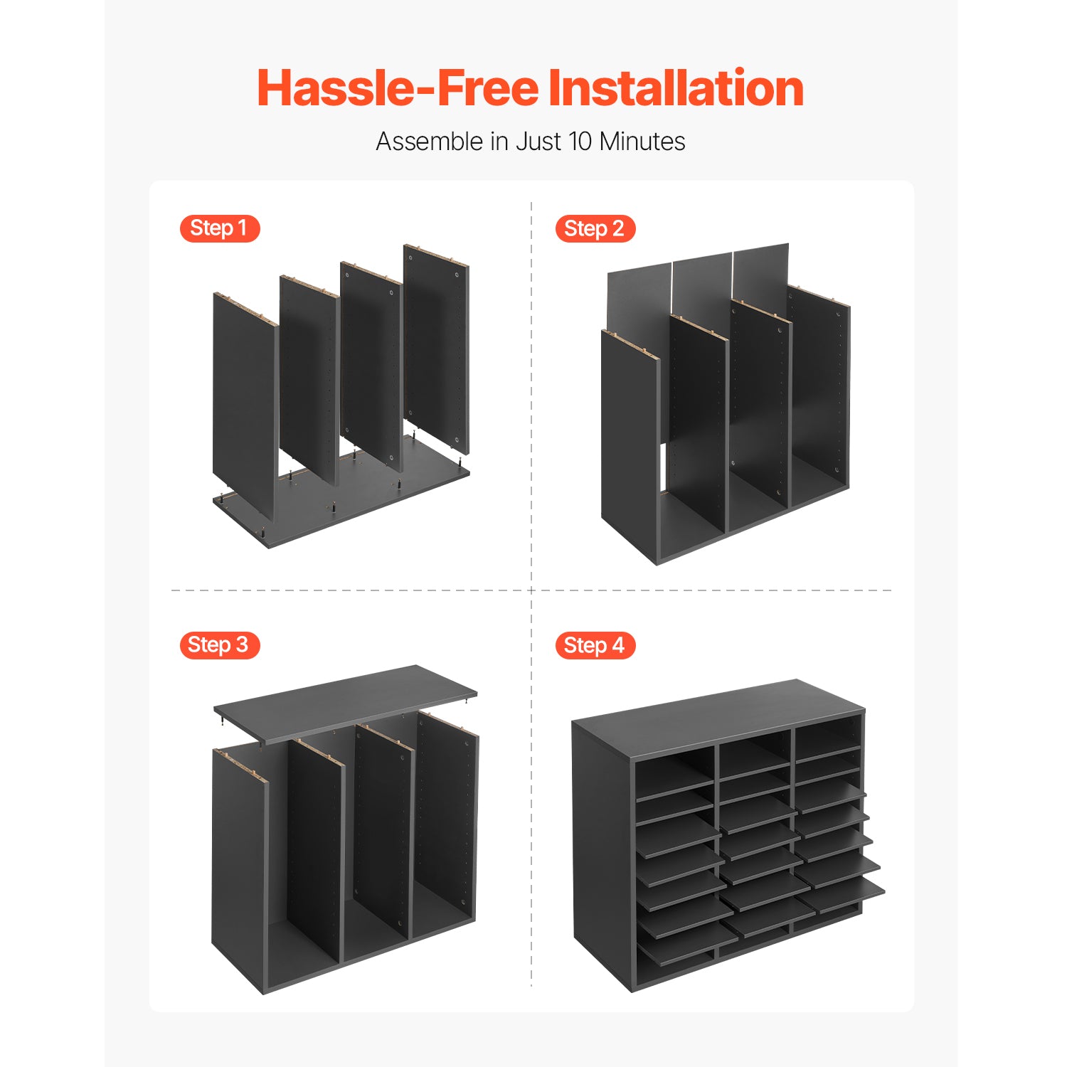 24 Compartment Literature Organizer - Gray Particle Board