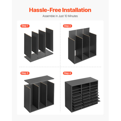 24 Compartment Literature Organizer - Gray Particle Board