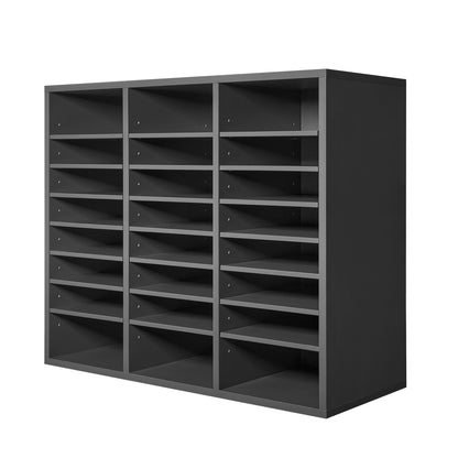 24 Compartment Literature Organizer - Gray Particle Board
