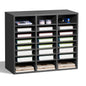 Literature Organizer, 24 Compartments Office Mailbox with Adjustable Shelves, Wooden Mailbox Sorter Medium Density Fiberboard Office Home Classroom Storage for Files, Documents, Papers, Grey