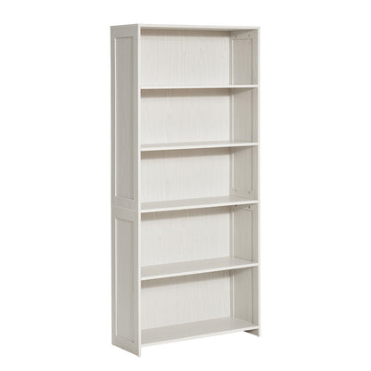 5 Tiers Wide Bookshelf, 68 in Wooden Open Bookcase with Display Storage Organizer Shelf, Freestanding Tall Display Floor Bookcase Bookshelf for Library, Bedroom, Living Room, Office, White