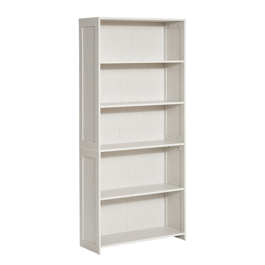 5 Tiers Wide Bookshelf, 68 in Wooden Open Bookcase with Display Storage Organizer Shelf, Freestanding Tall Display Floor Bookcase Bookshelf for Library, Bedroom, Living Room, Office, White