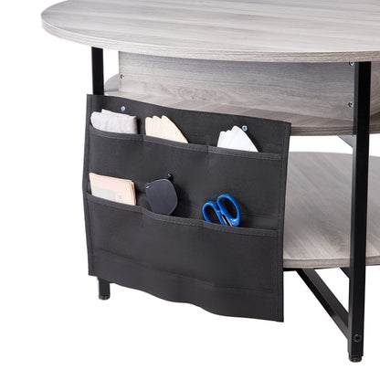Lift Top Coffee Table - Gray Iron Storage Table 35.4" Round