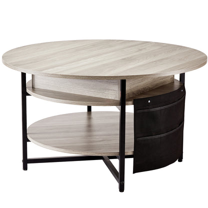 Lift Top Coffee Table - Gray Iron Storage Table 35.4" Round