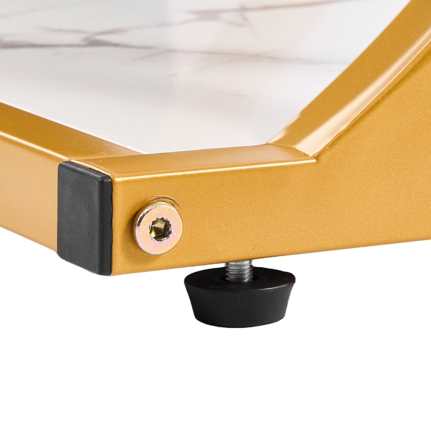 Modern Faux Marble Coffee Table - White Iron Frame for Living Room