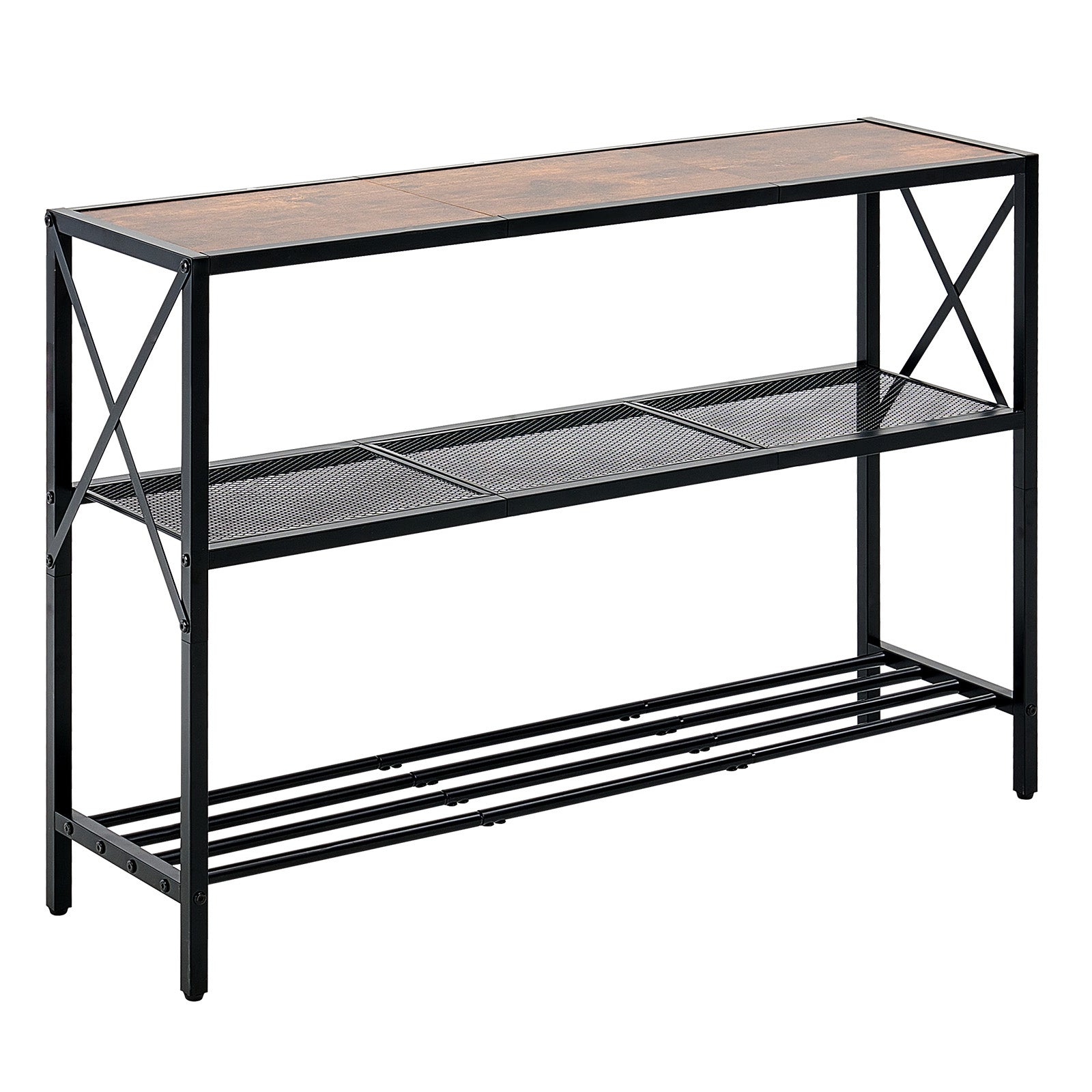 Narrow Console Table, 41.7 Inch Entryway Table, 3-Tier Hallway Table, Sofa Table with Metal Frame, Console Tables for Entryway, Hallway, Living Room & Bedroom