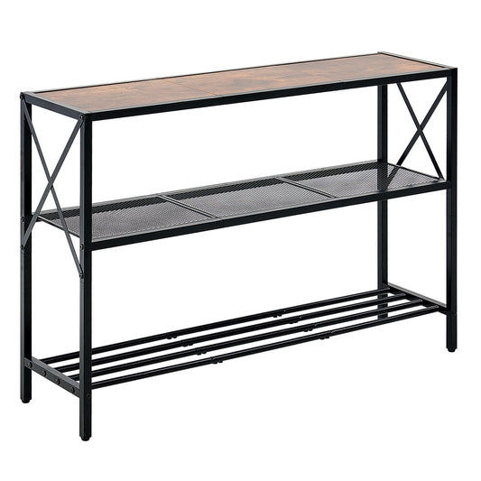 Narrow Console Table, 41.7 Inch Entryway Table, 3-Tier Hallway Table, Sofa Table with Metal Frame, Console Tables for Entryway, Hallway, Living Room & Bedroom
