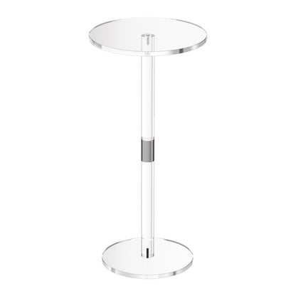 Acrylic Drink Table, Clear End Table Round Top with Solid Post, Modern Acrylic Cake Table Stand, Transparent Side Desk for Coffee, Drink, Food, Snack, Easy Assembly, 10 x 10 x 21.3 in (Clear)