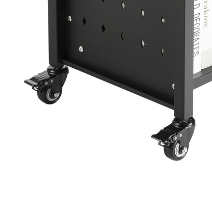 3-Tier Rolling Book Cart - Black | Storage & Display Shelf