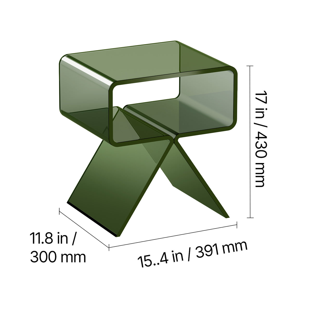 Acrylic Nightstand Side Table - Green, Storage Shelf Desk