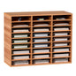 27 Compartments Wood Literature Organizer, Adjustable Shelves, Medium Density Fiberboard Mail Center, Office Home School Storage for Files, Documents, Papers, Magazines, Oak