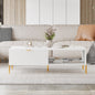 Mid-Century Modern Coffee Table with Double Drawers(White)