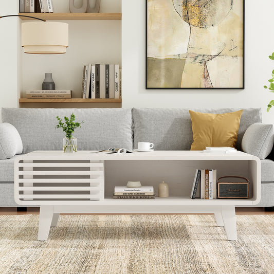 Coffee Table, Living Room Tables, Modern Table with Storage, Mid Century Farmhouse Wood Coffee Table for Living Room