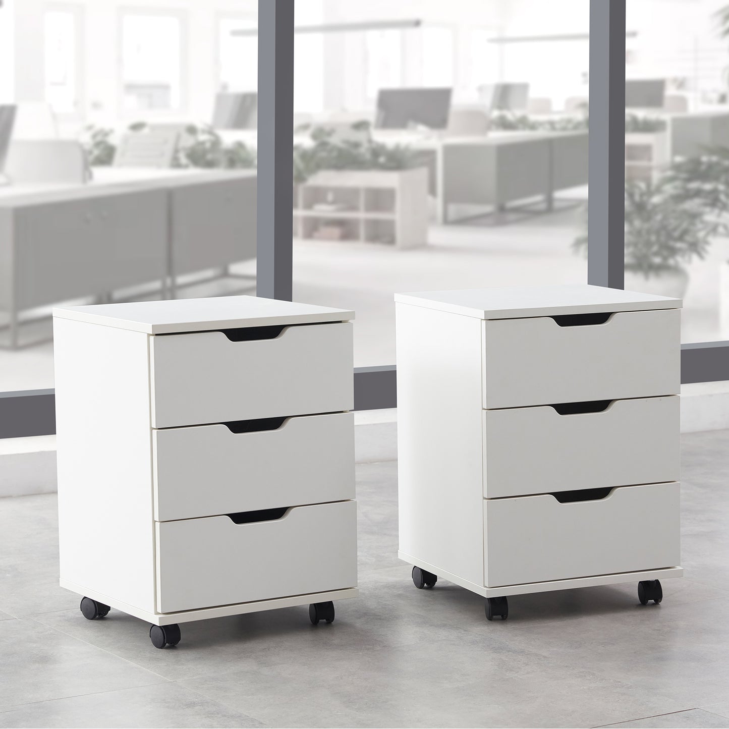 3-Drawer Rolling File Cabinet - White Wood Office Storage for Home Office
