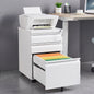 3-Drawer Mobile File Cabinet with Lock, 5 Wheels (2 Brakes + Anti-Tip),Cold Rolled Steel Fully Assembled Metal Filing Cabinet with Pen Tray & Hanging Bar for Home Office, Fits Letter/Legal/A4 Files
