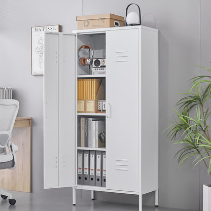 Modern Storage Cabinet with Adjustable Shelves, Magnetic Door Stopper, Aluminum Alloy Handles, and Breathable Design for Home Organization - Ideal for Living Room, Bedroom, or Entryway