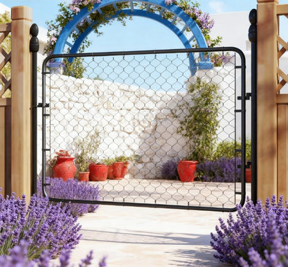 Galvanized Steel Garden Door,Garden Gate Chain Link Fence Gate,for Yard Entrance Way
