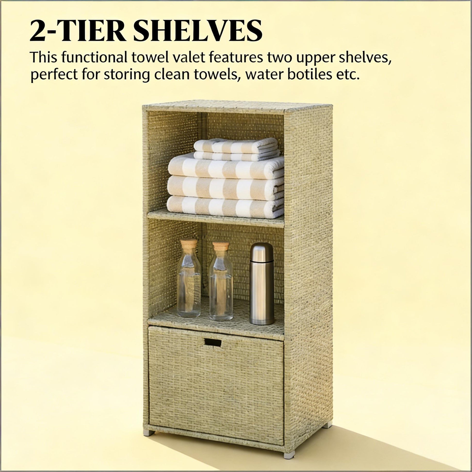 Rattan Deck Box - 2-Shelf Storage Organizer, Grayish