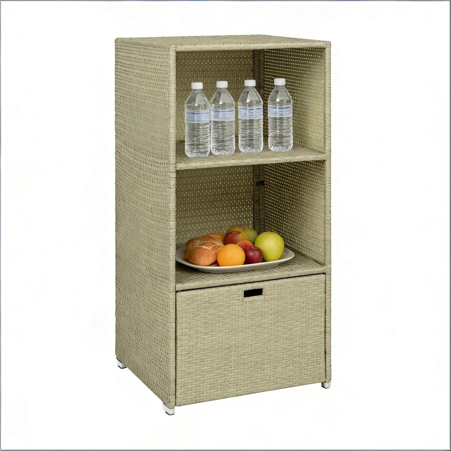Rattan Deck Box - 2-Shelf Storage Organizer, Grayish