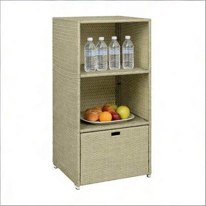 Rattan Deck Box - 2-Shelf Storage Organizer, Grayish