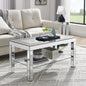 W 40 "X D 20" X H 20 "Curved border carved mirror coffee table: Silver mirror glass tabletop with sparkling diamond edge frame and crystal mirror legs, small coffee table for modern home sofa decorati