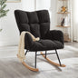 Glider Chair for Living Room Tufted Upholstered Teddy Fabric Rocking Chair with Metal Frame Accent Chair Dark Gray