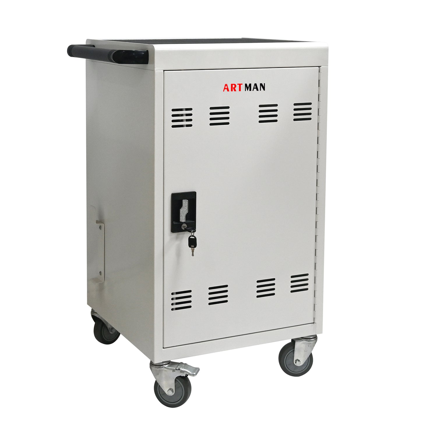30+2 Bay Mobile Charging Cart - Antique White Steel