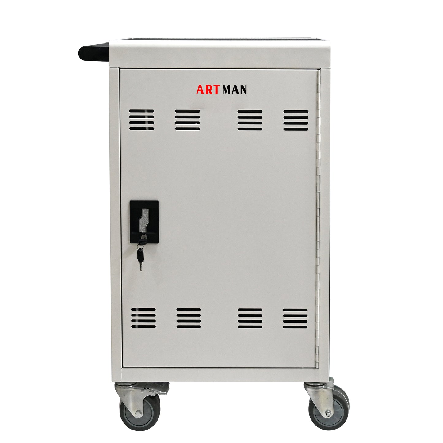 30+2 Bay Mobile Charging Cart - Antique White Steel