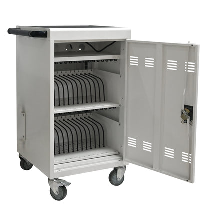 30+2 Bay Mobile Charging Cart - Antique White Steel