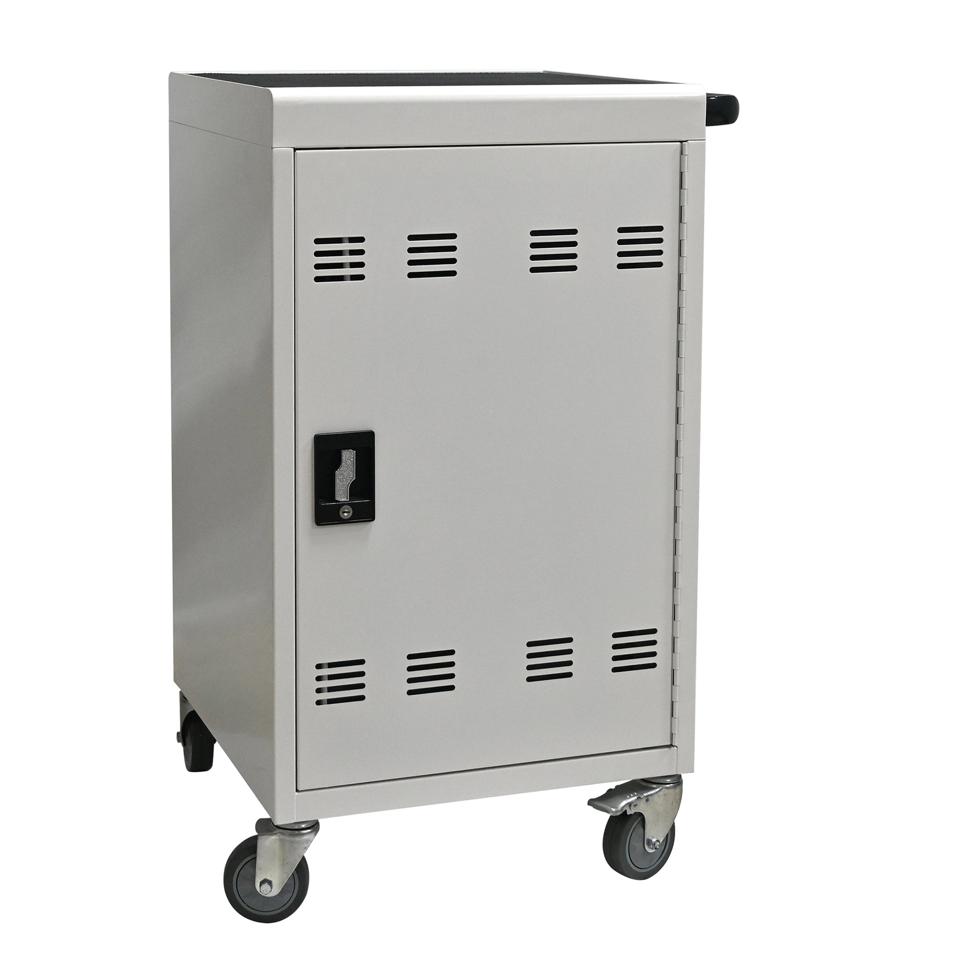 30+2 Bay Mobile Charging Cart - Antique White Steel