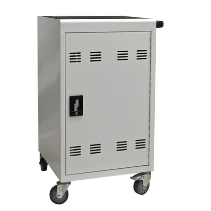 30+2 Bay Mobile Charging Cart - Antique White Steel
