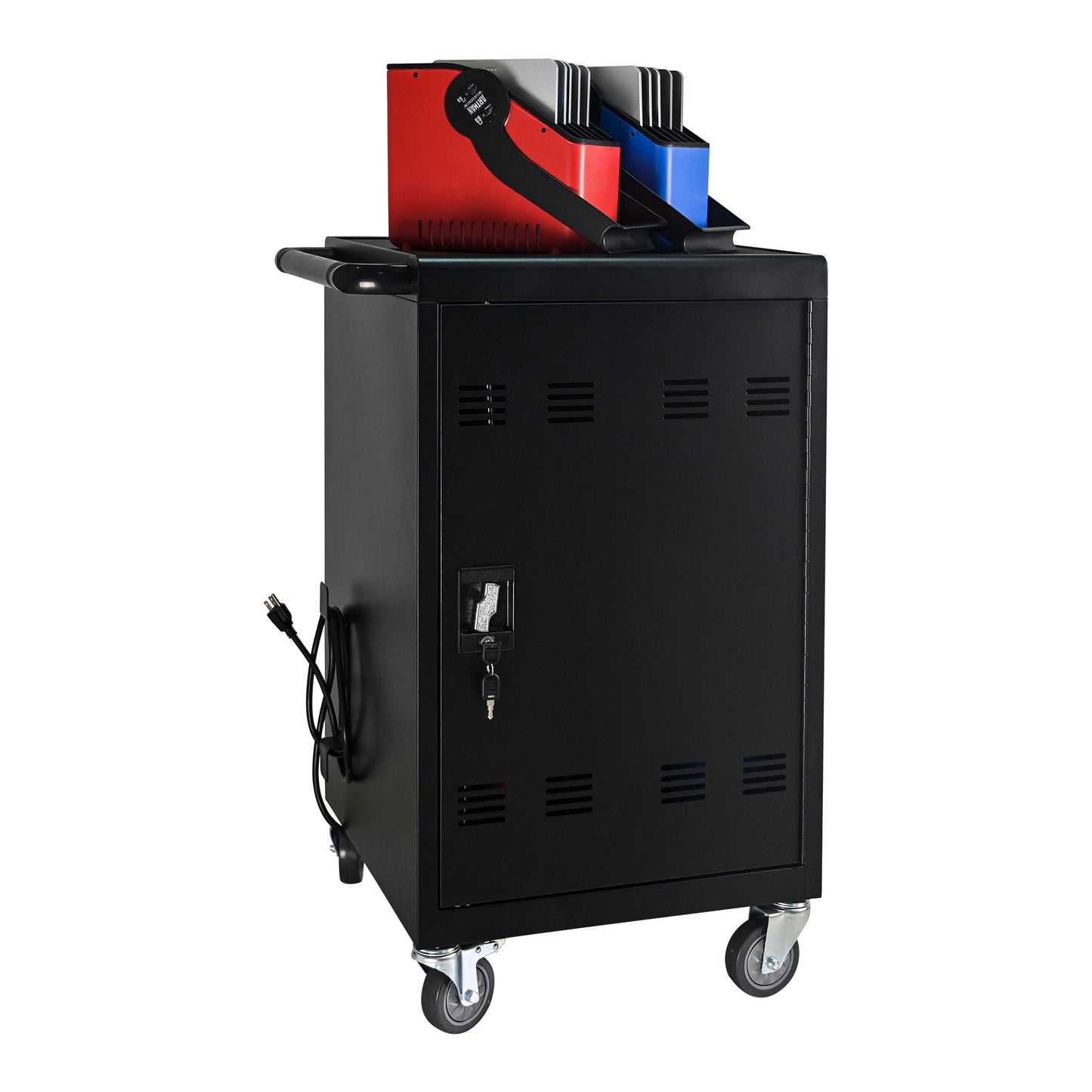 Matt Black Metal Charging Cart for Laptop Tablet Storage
