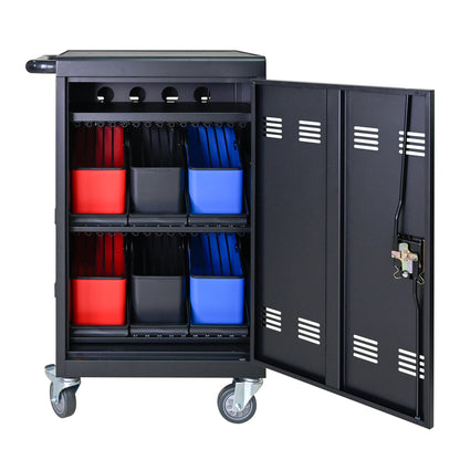 Matt Black Metal Charging Cart for Laptop Tablet Storage