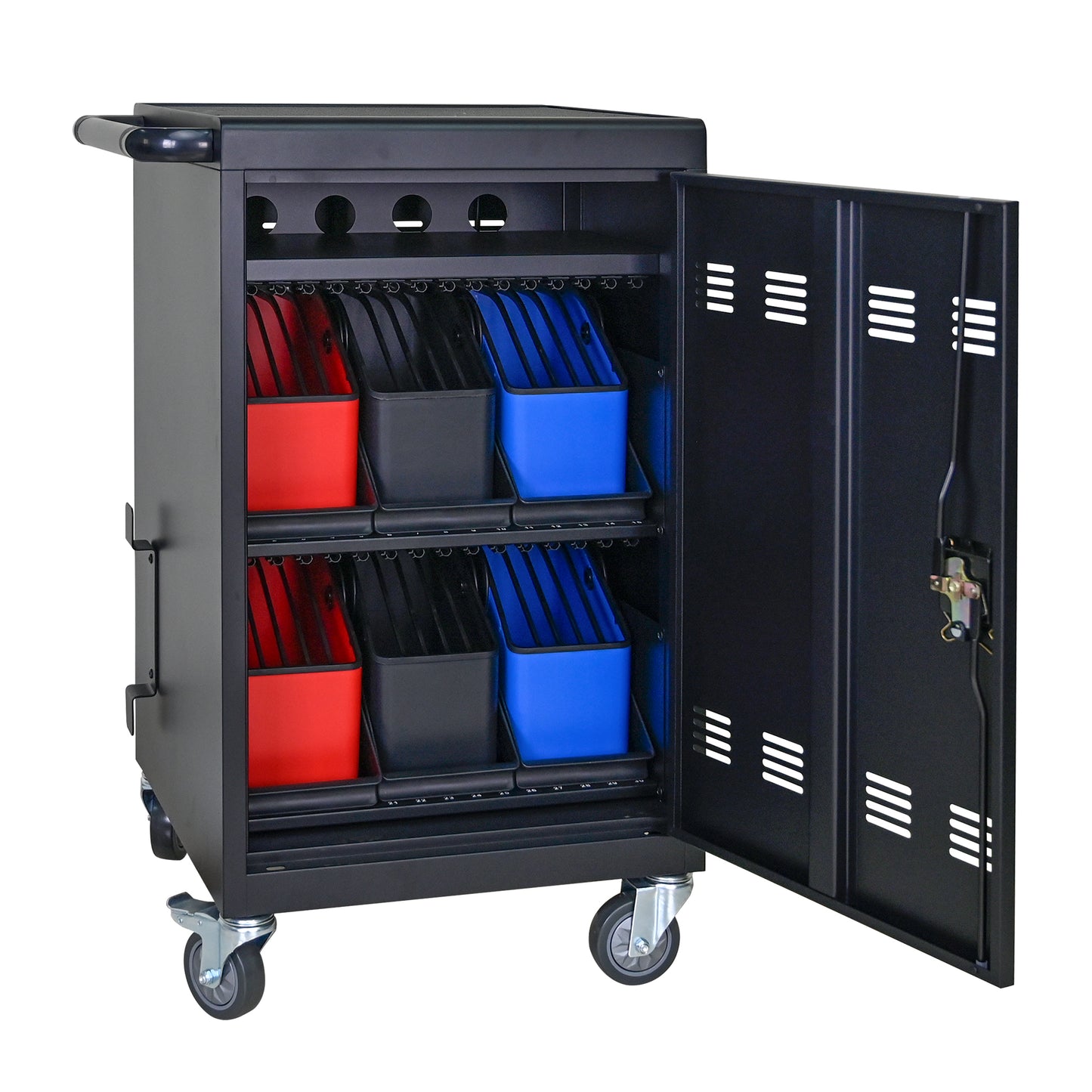 Matt Black Metal Charging Cart for Laptop Tablet Storage