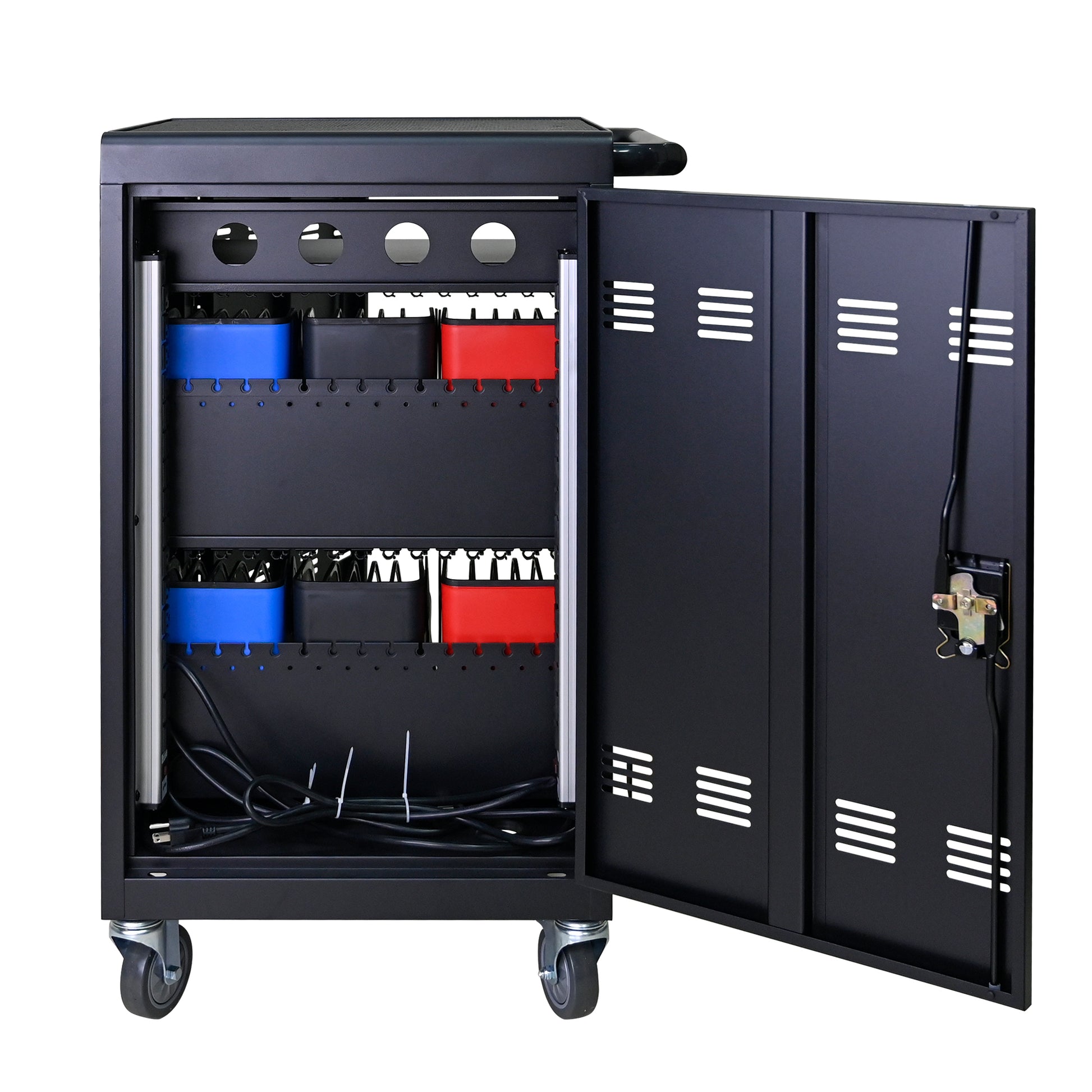 Matt Black Metal Charging Cart for Laptop Tablet Storage