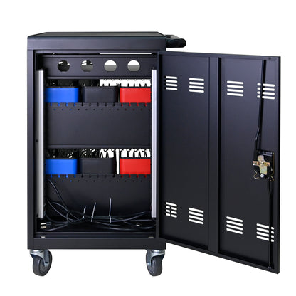 Matt Black Metal Charging Cart for Laptop Tablet Storage