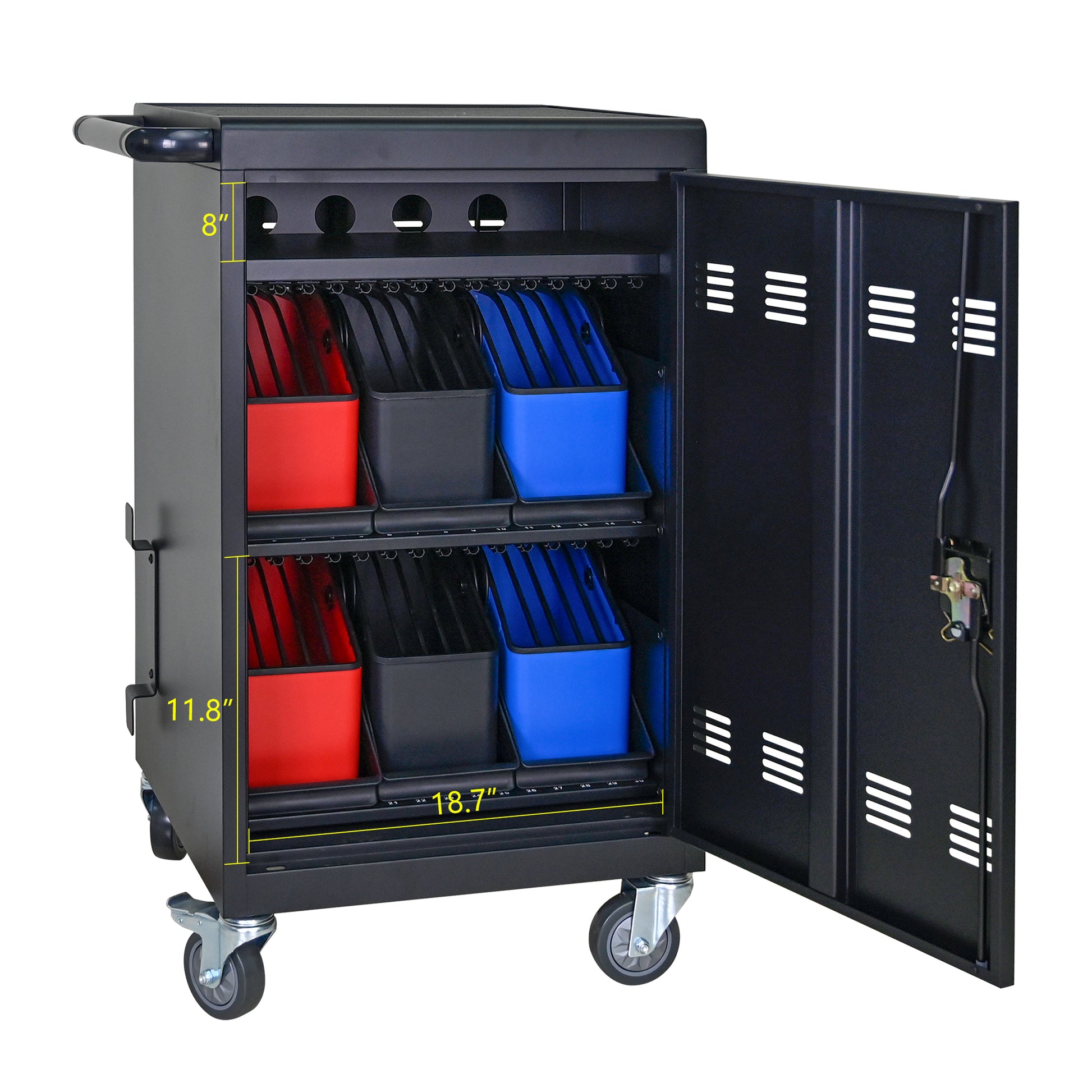Matt Black Metal Charging Cart for Laptop Tablet Storage