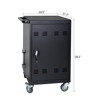 Matt Black Metal Charging Cart for Laptop Tablet Storage