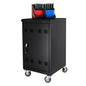 Tablet Laptop 32-bit-Plastic Device Basket Device for Mobile Charging Trolley- Includes Cable Management Dividers, Cable Clips, Storage Compartment, and Removable Doors (Black)