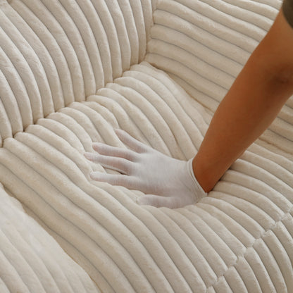 Beige Corduroy Bean Bag Chair with Footstool