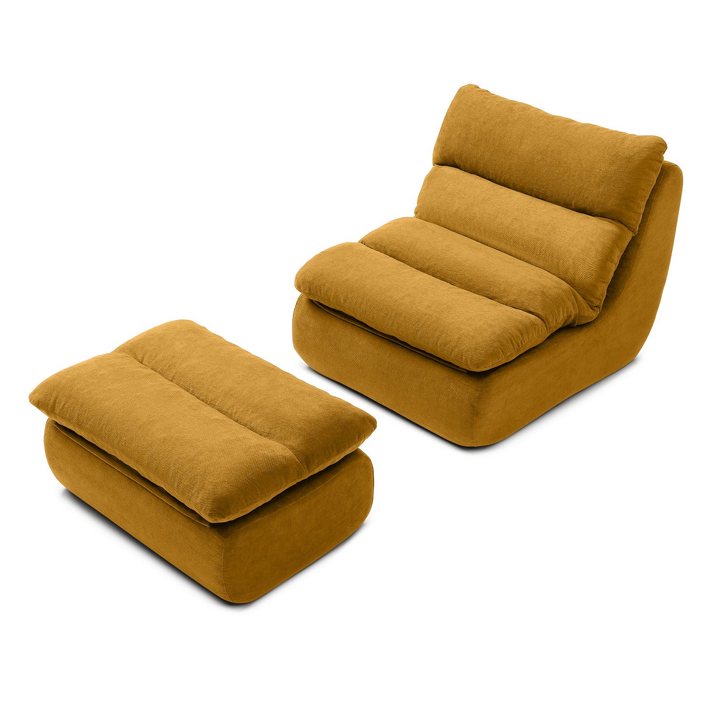 Yellow Bean Bag Chair with Ottoman - Modern Sofa for Living Room