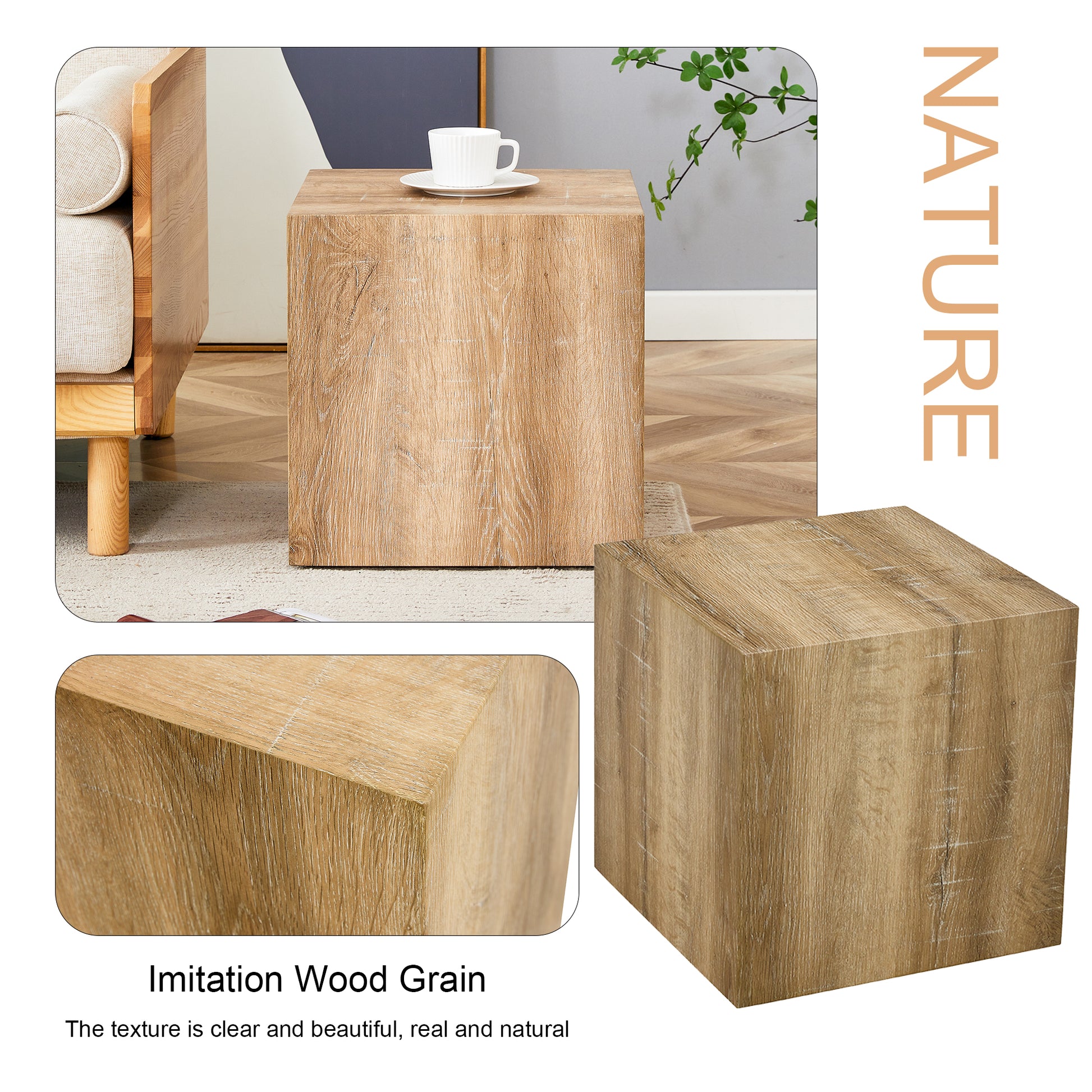 Modern Wood Coffee Table - 15.7" Square MDF